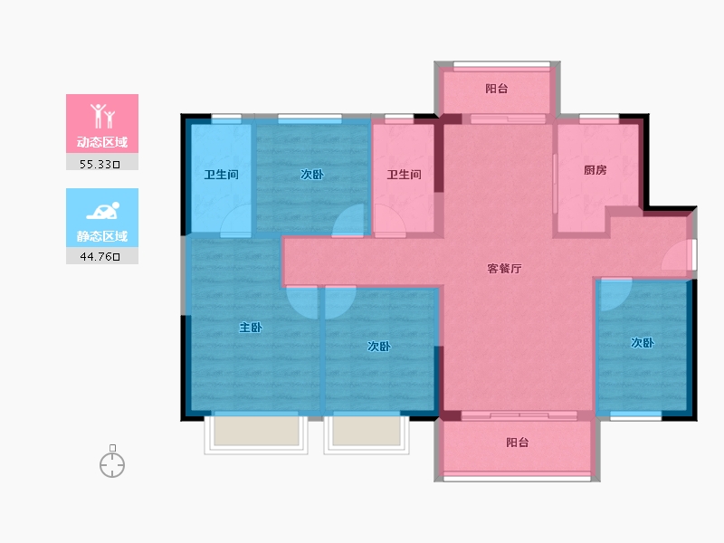 广东省-东莞市-招商保利·依城大观-90.06-户型库-动静分区