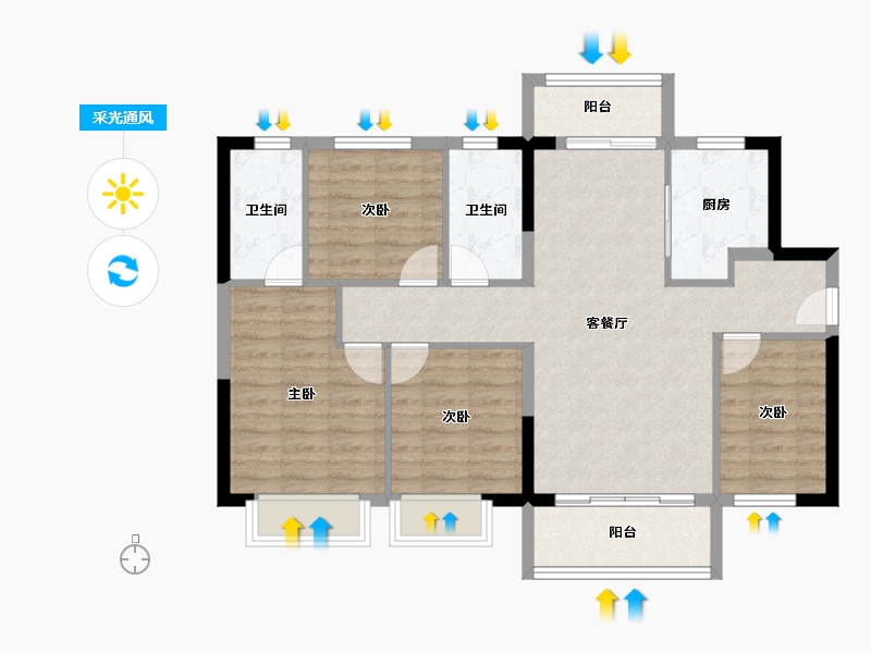 广东省-东莞市-招商保利·依城大观-90.06-户型库-采光通风