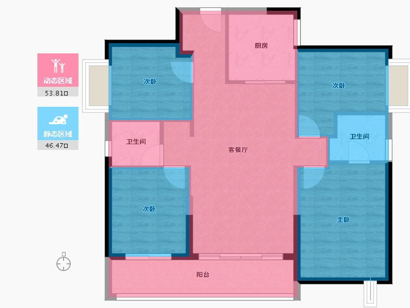 广东省-东莞市-招商保利·依城大观-90.75-户型库-动静分区