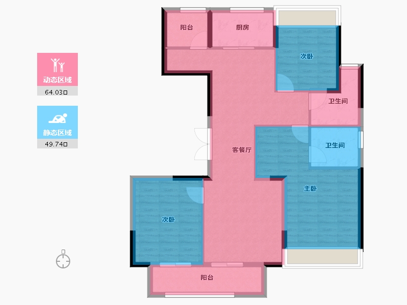 浙江省-温州市-时代瓯海壹品-102.40-户型库-动静分区