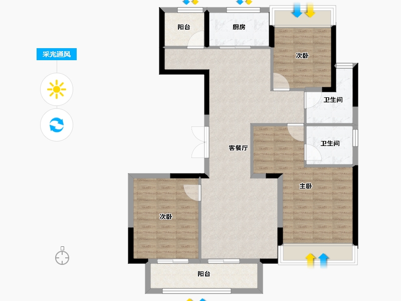 浙江省-温州市-时代瓯海壹品-102.40-户型库-采光通风