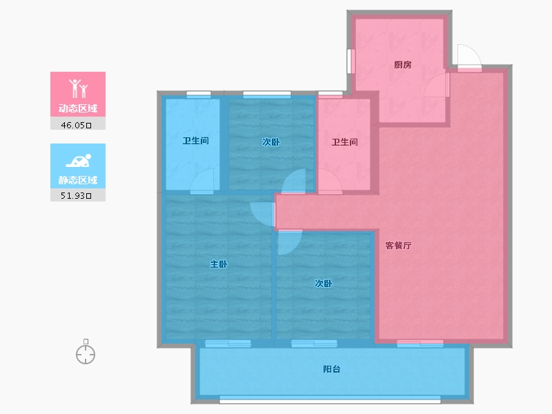 浙江省-温州市-万科映象广场-88.00-户型库-动静分区