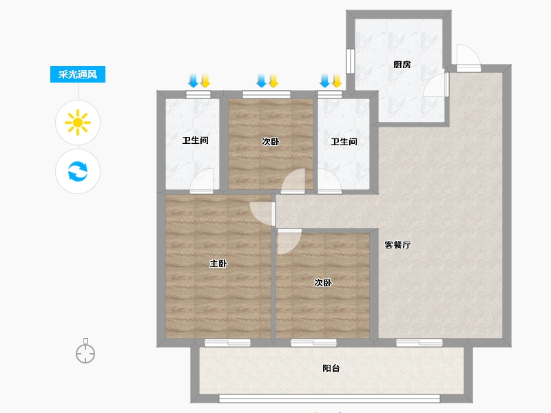 浙江省-温州市-万科映象广场-88.00-户型库-采光通风