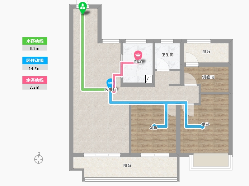 江苏省-苏州市-韩香华庭-75.60-户型库-动静线