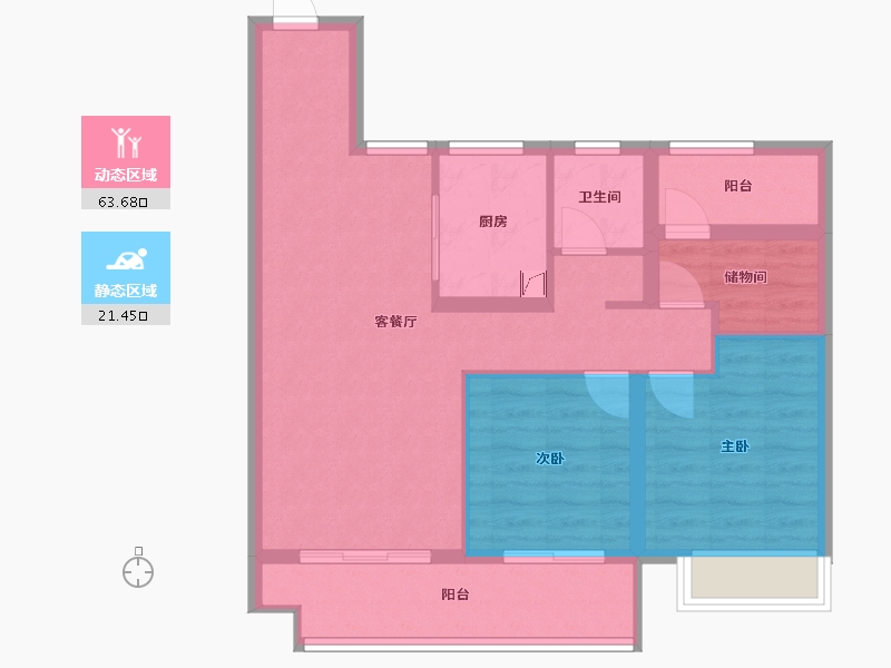 江苏省-苏州市-韩香华庭-75.60-户型库-动静分区