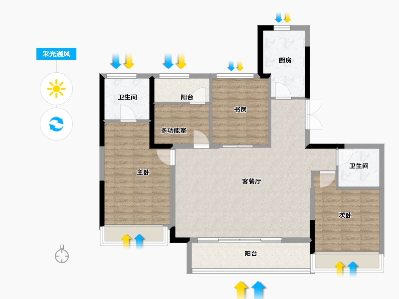 浙江省-温州市-时代瓯海壹品-111.20-户型库-采光通风