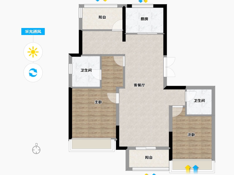 浙江省-温州市-时代瓯海壹品-92.00-户型库-采光通风