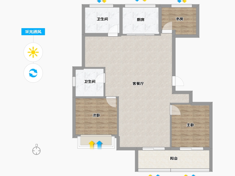 浙江省-绍兴市-元垄城-100.16-户型库-采光通风