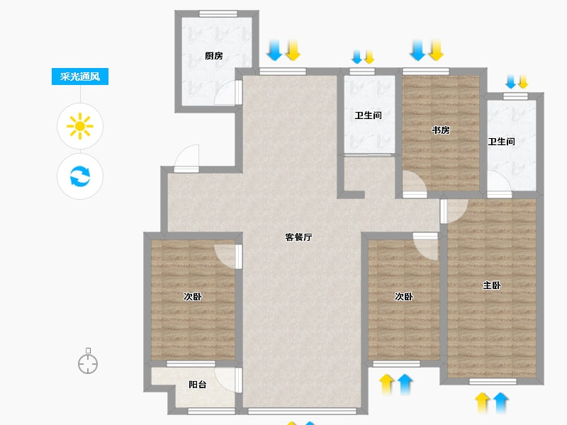 山东省-潍坊市-高创桃源-142.41-户型库-采光通风