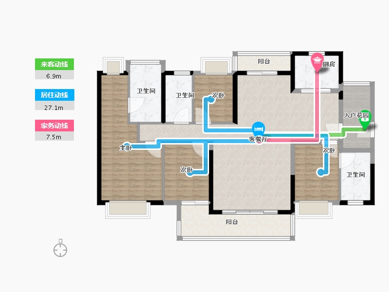 广东省-佛山市-融创滨江粤府-136.00-户型库-动静线