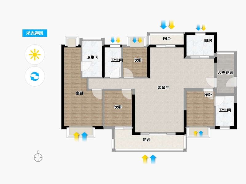 广东省-佛山市-融创滨江粤府-136.00-户型库-采光通风