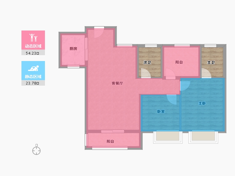 湖南省-长沙市-长房越秀·星悦荟-78.40-户型库-动静分区