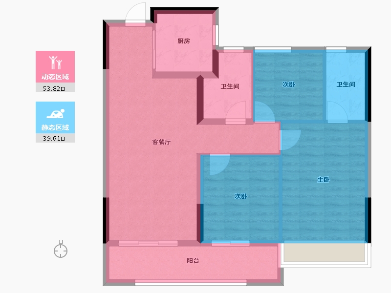 浙江省-温州市-祥生公园道-84.00-户型库-动静分区