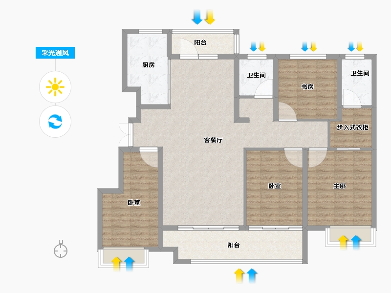 山东省-临沂市-房源·南湖壹号院-128.01-户型库-采光通风