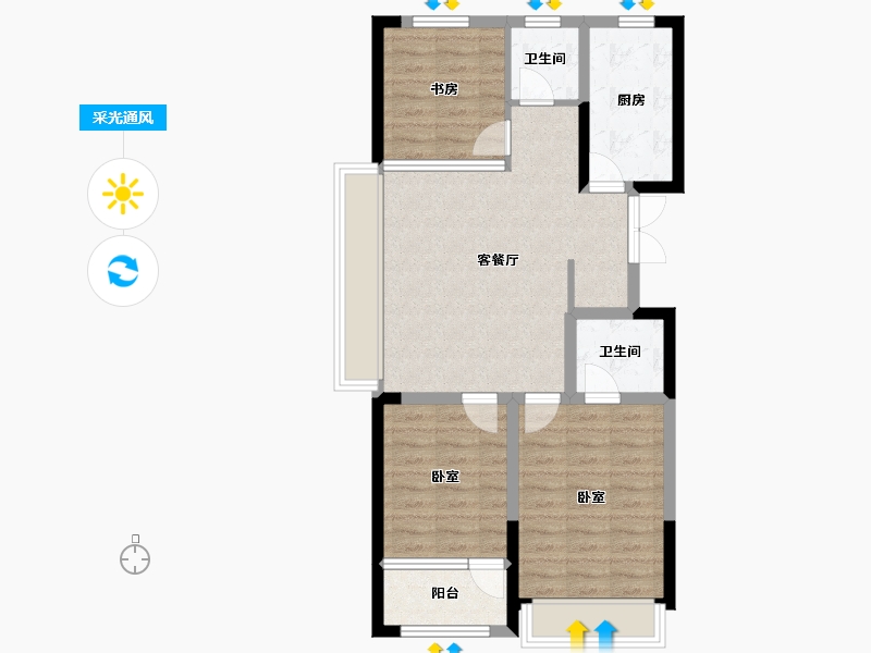 山东省-潍坊市-恒信风华尚品-74.93-户型库-采光通风