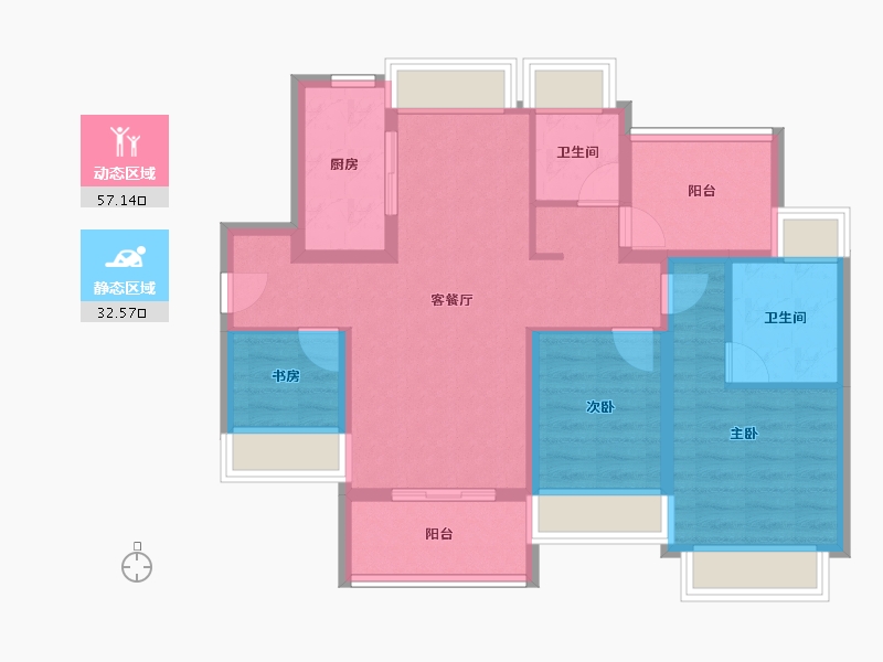 广东省-广州市-港龙皇朝龙湾壹号-78.95-户型库-动静分区