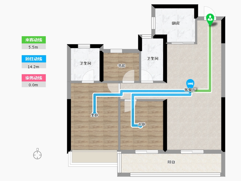 浙江省-温州市-龙湖天曜城-80.75-户型库-动静线