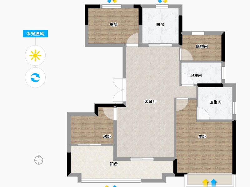 浙江省-温州市-合景天玺-102.40-户型库-采光通风