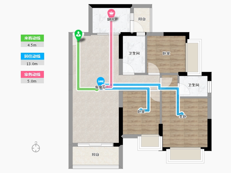 广东省-东莞市-天麟八号公馆-70.07-户型库-动静线