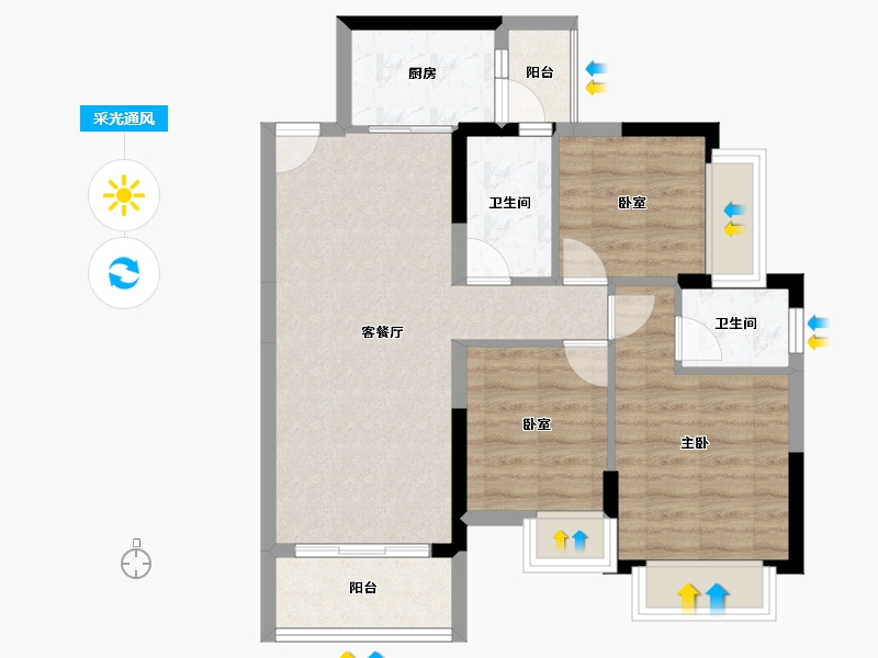 广东省-东莞市-天麟八号公馆-70.07-户型库-采光通风