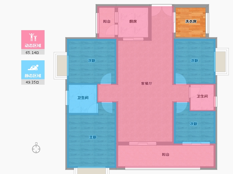 贵州省-黔东南苗族侗族自治州-滨江花园-128.00-户型库-动静分区