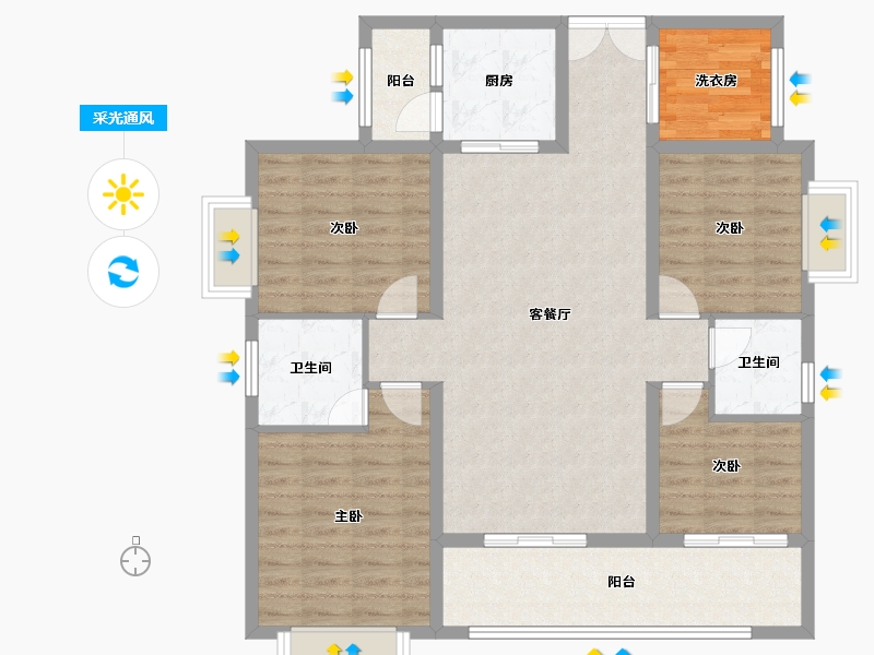 贵州省-黔东南苗族侗族自治州-滨江花园-128.00-户型库-采光通风