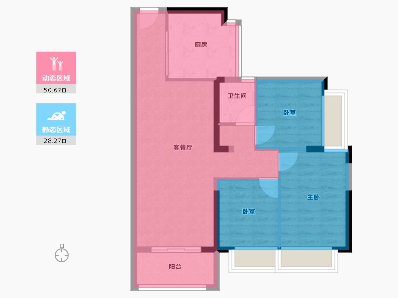 广东省-东莞市-滨海玺悦府-70.57-户型库-动静分区