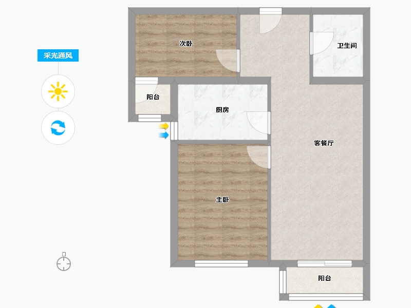 北京-北京市-旗胜小区-69.56-户型库-采光通风