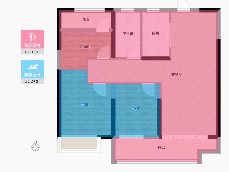 湖南省-长沙市-澳海云天赋-74.34-户型库-动静分区