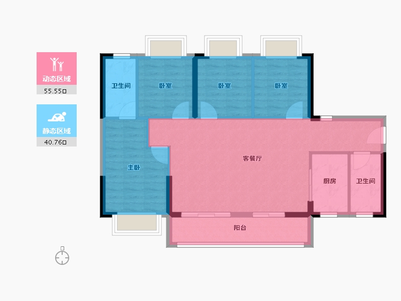 广东省-东莞市-天麟八号公馆-87.06-户型库-动静分区