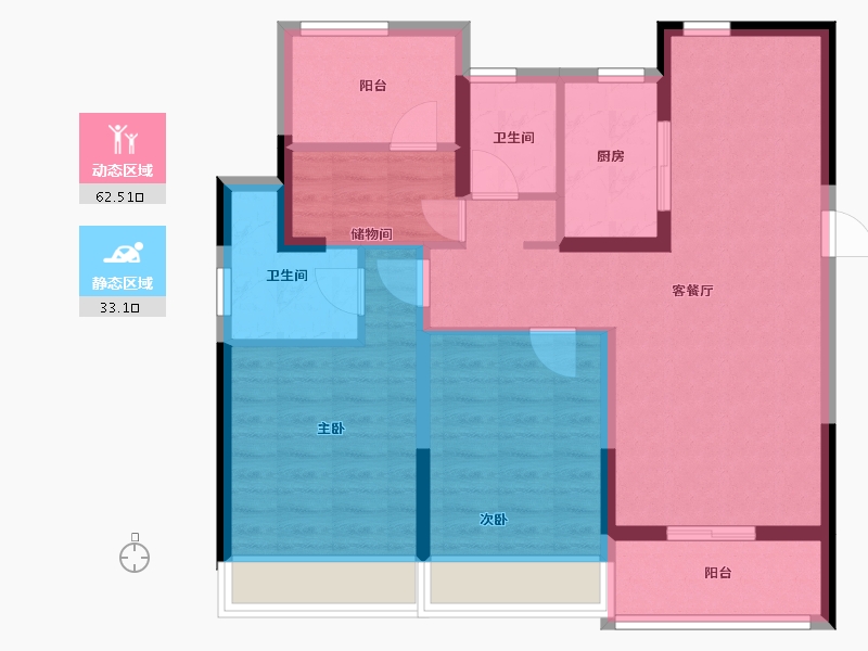 浙江省-温州市-时代瓯海壹品-84.89-户型库-动静分区