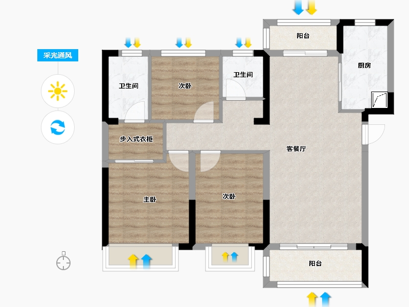 湖北省-武汉市-联投梧桐郡悦园-81.20-户型库-采光通风