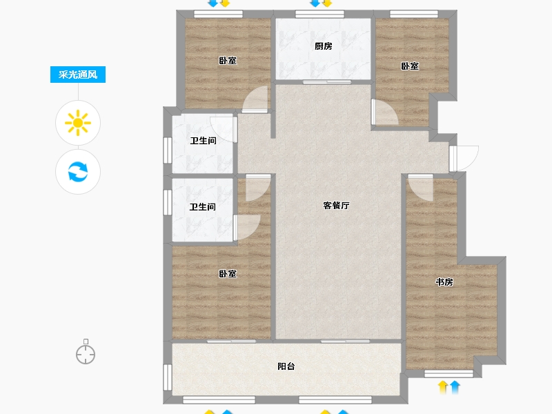 安徽省-合肥市-世茂云锦-98.83-户型库-采光通风