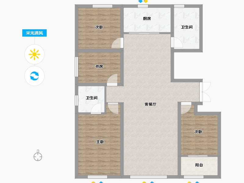 山东省-潍坊市-金庆公馆-123.40-户型库-采光通风