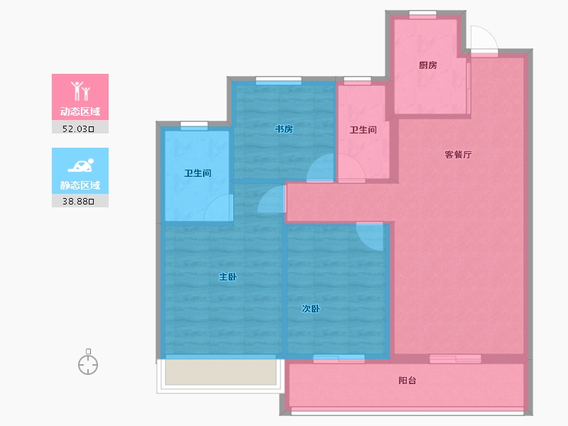 浙江省-温州市-美的旭辉城-81.60-户型库-动静分区