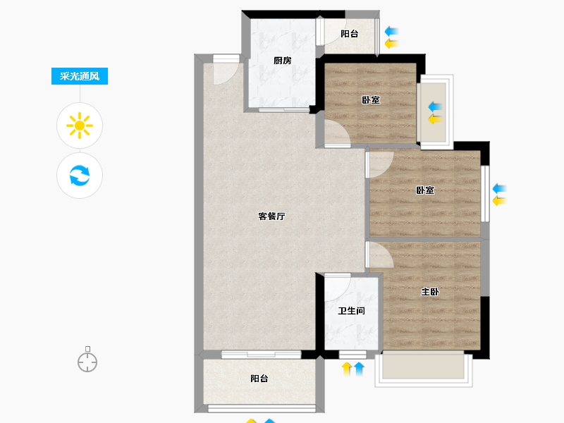 广东省-东莞市-碧海云天·海岸城-72.78-户型库-采光通风