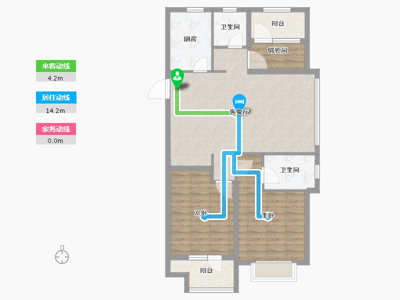 山东省-烟台市-天泰学府壹号-89.60-户型库-动静线