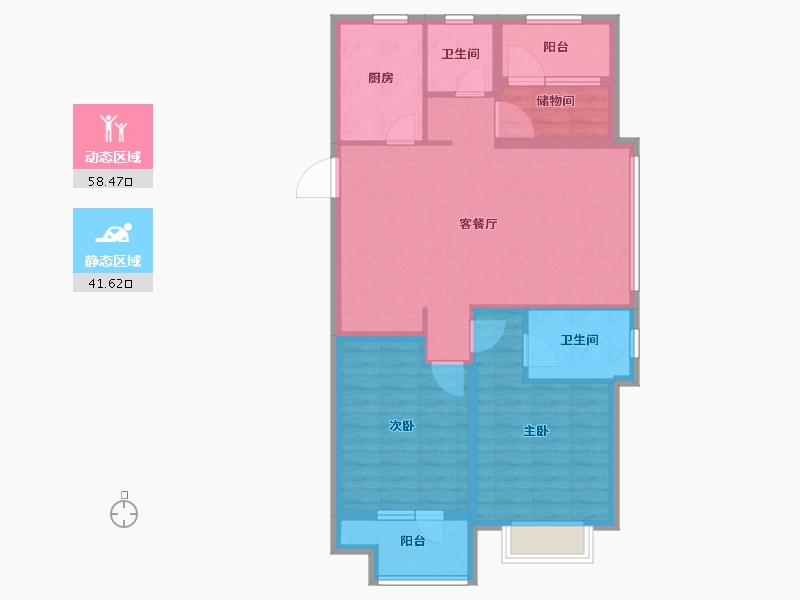 山东省-烟台市-天泰学府壹号-89.60-户型库-动静分区