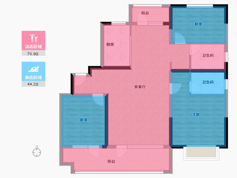 山东省-潍坊市-潍坊碧桂园翡翠郡-102.44-户型库-动静分区