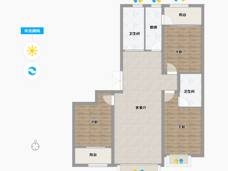 山东省-潍坊市-紫御宫馆-108.00-户型库-采光通风