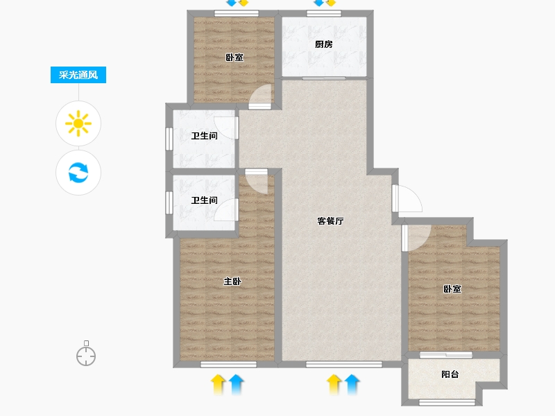 山东省-潍坊市-中冶潍坊公馆-112.80-户型库-采光通风