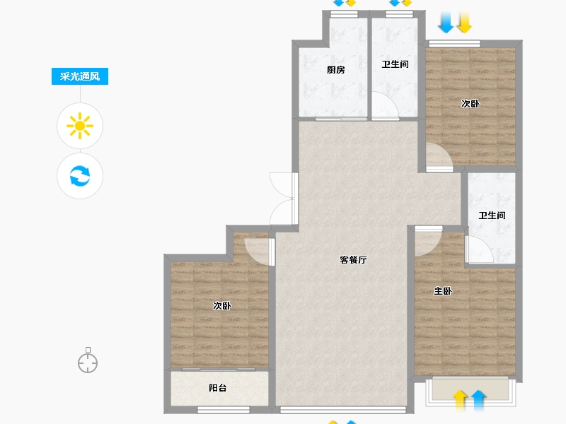 山东省-潍坊市-紫御宫馆-115.21-户型库-采光通风