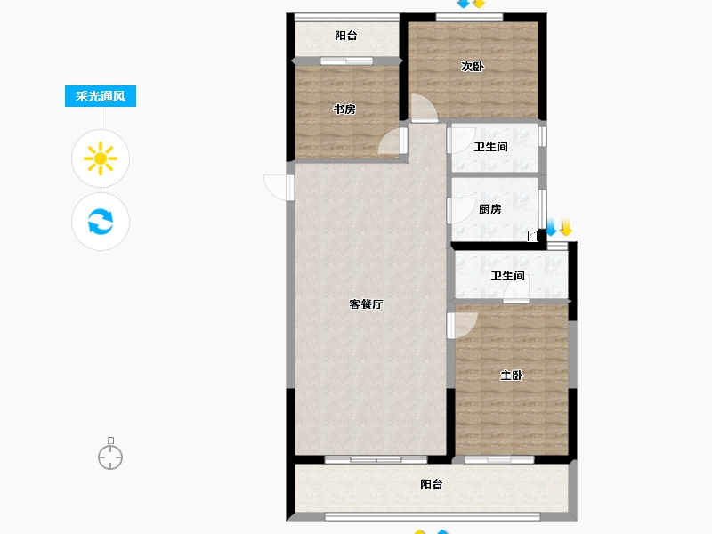 陕西省-西安市-蓝湖九郡-108.40-户型库-采光通风