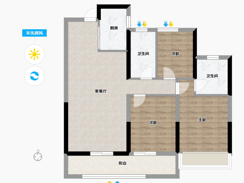 浙江省-温州市-旭辉瓯江城-78.40-户型库-采光通风