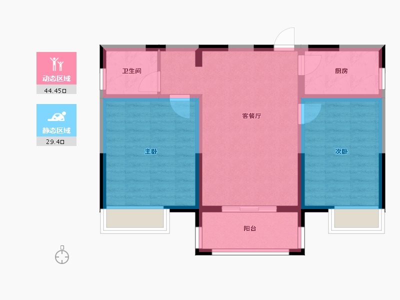 陕西省-西安市-观园壹号-65.57-户型库-动静分区