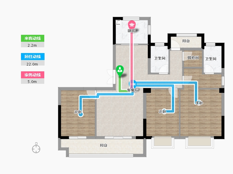 浙江省-宁波市-鹿湖花苑-108.00-户型库-动静线