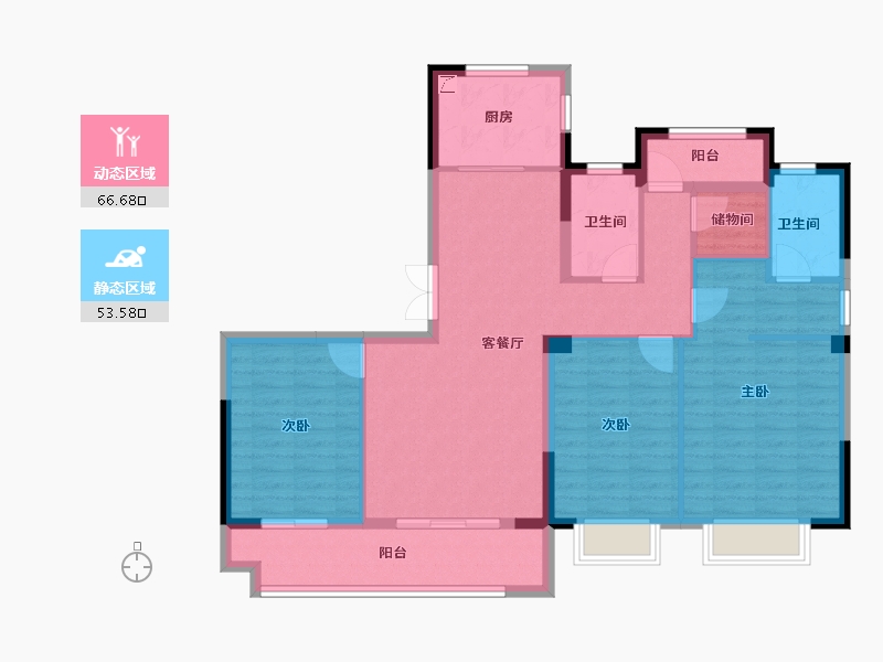 浙江省-宁波市-鹿湖花苑-108.00-户型库-动静分区