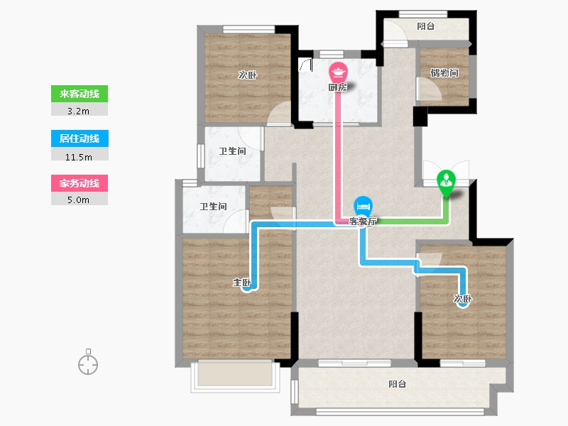 浙江省-宁波市-鹿湖花苑-98.40-户型库-动静线