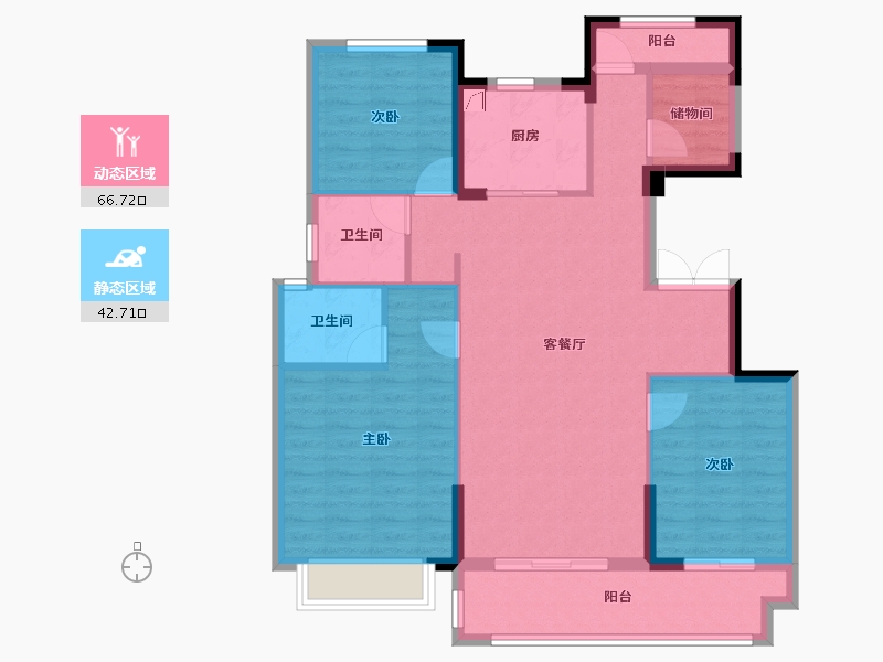 浙江省-宁波市-鹿湖花苑-98.40-户型库-动静分区