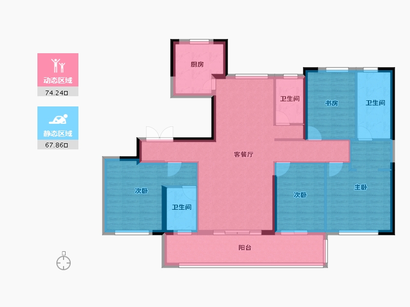 浙江省-宁波市-洋水映天成-128.01-户型库-动静分区